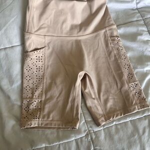 Women's Tan Shorts with Eyelet Detail